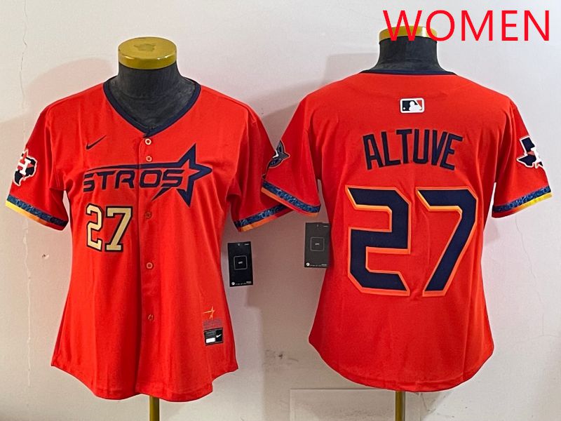 Women Houston Astros #27 Altuve Orange Fourth generation Joint Name Nike 2025 MLB Jersey style 3->women mlb jersey->Women Jersey